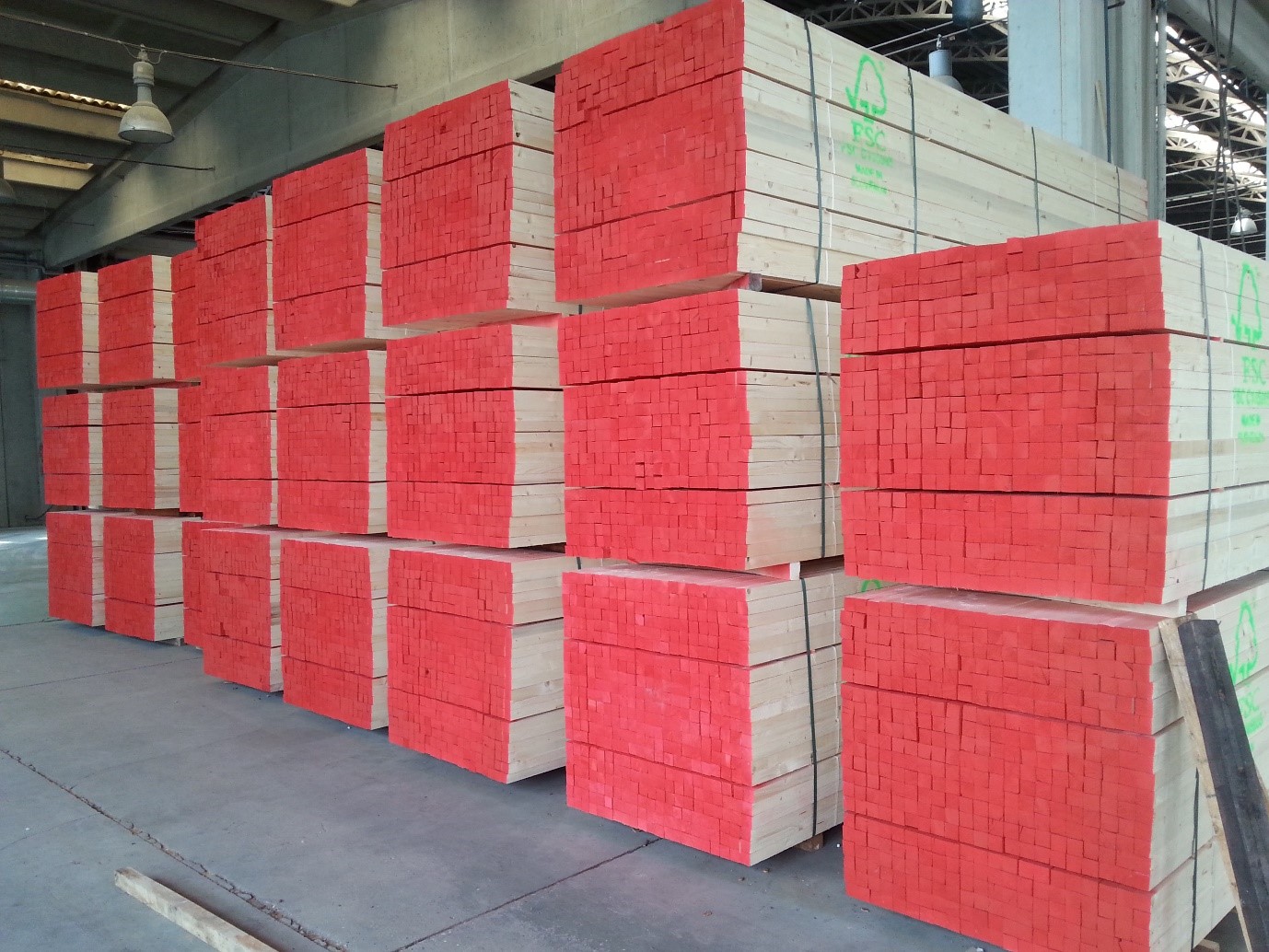 Graded panels stored in the warehouse